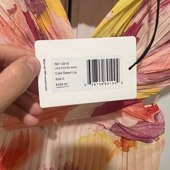 NWT Amur Lisle Pleated Gown desert lily color - size 0 - Picture 6 of 10